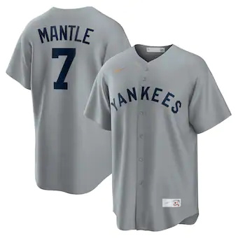 mens nike mickey mantle gray new york yankees road cooperst